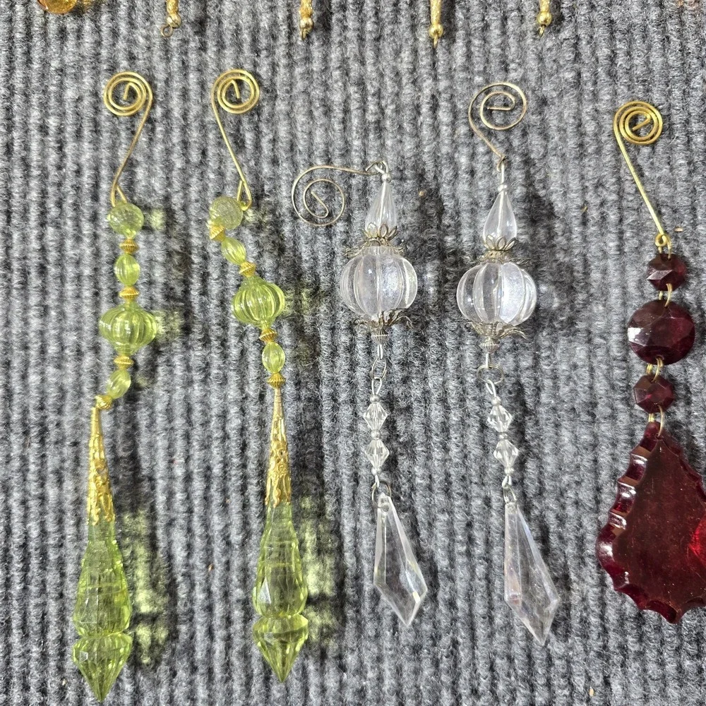Zaer Ltd Acrylic‎ Crystal Dangle Drop Christmas Tree Ornaments Lot Of 12 Vintage